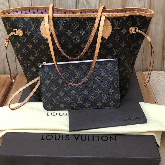 🦄 LV Rose Ballerine Neverfull CompleteSet LikeNew - Picture 2 of 8